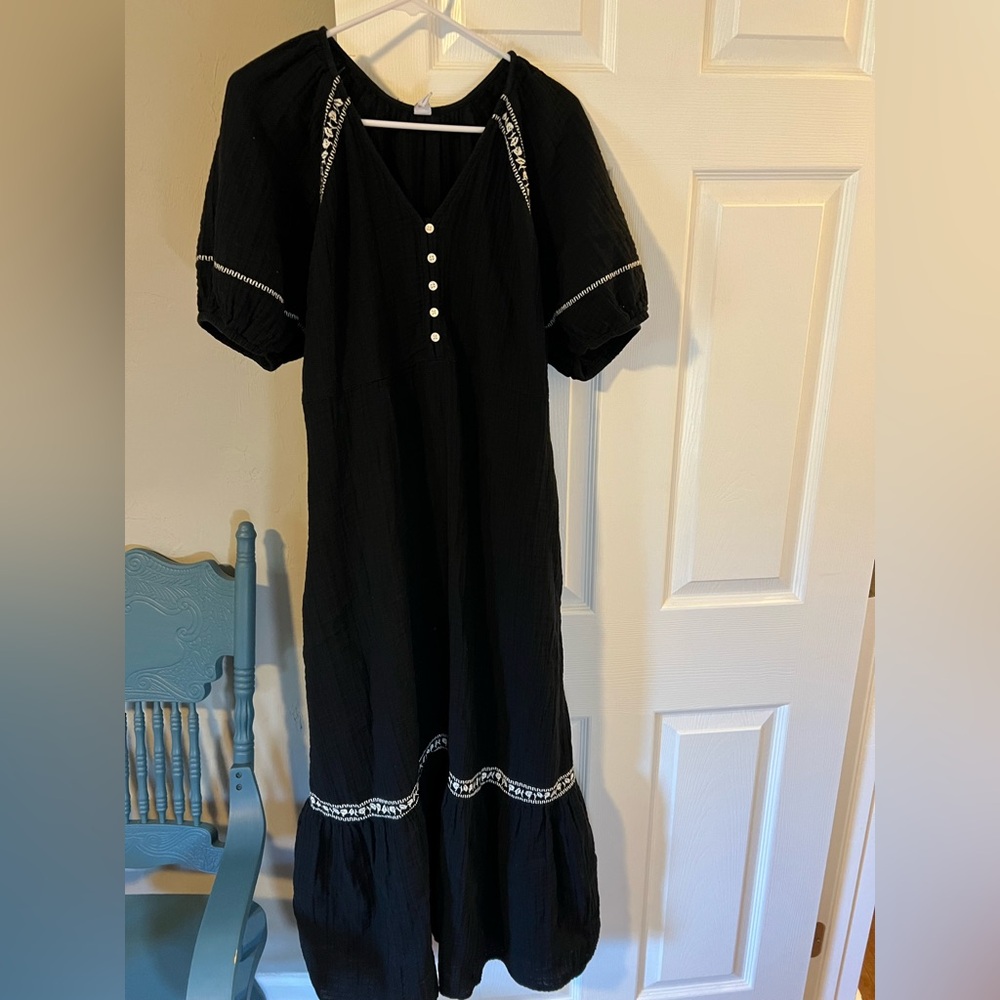 Old Navy Black Maxi Dress with White Accents